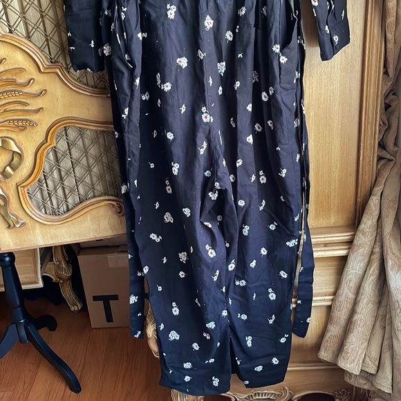 Logan Daisy Print Long Sleeve Cotton Jumpsuit In Black Multi - Picture 8 of 14